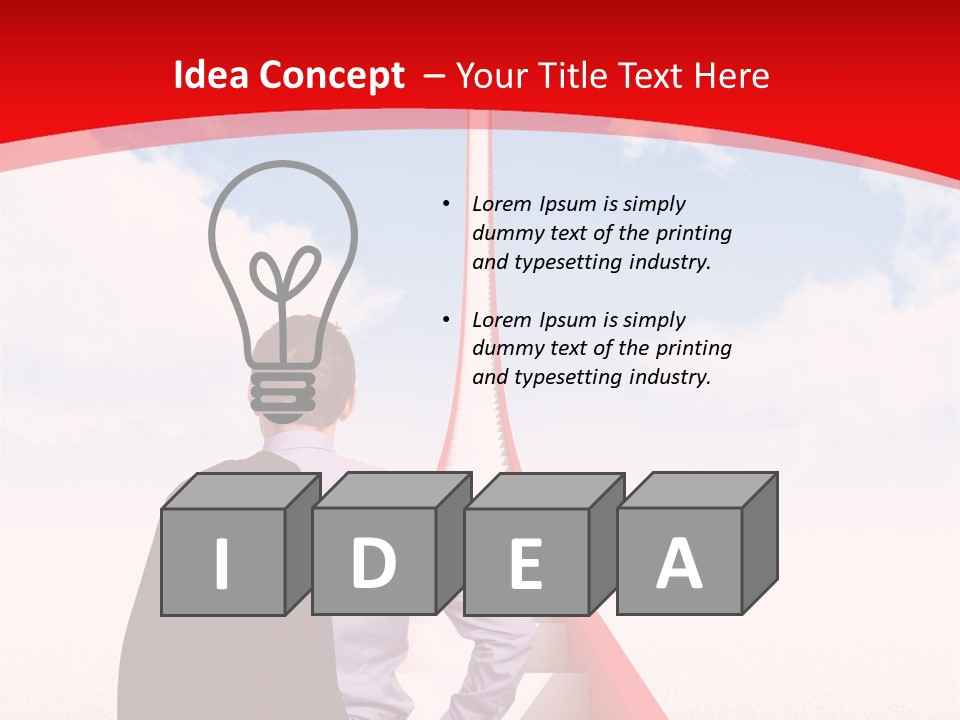 Clouds Worker Red PowerPoint Template