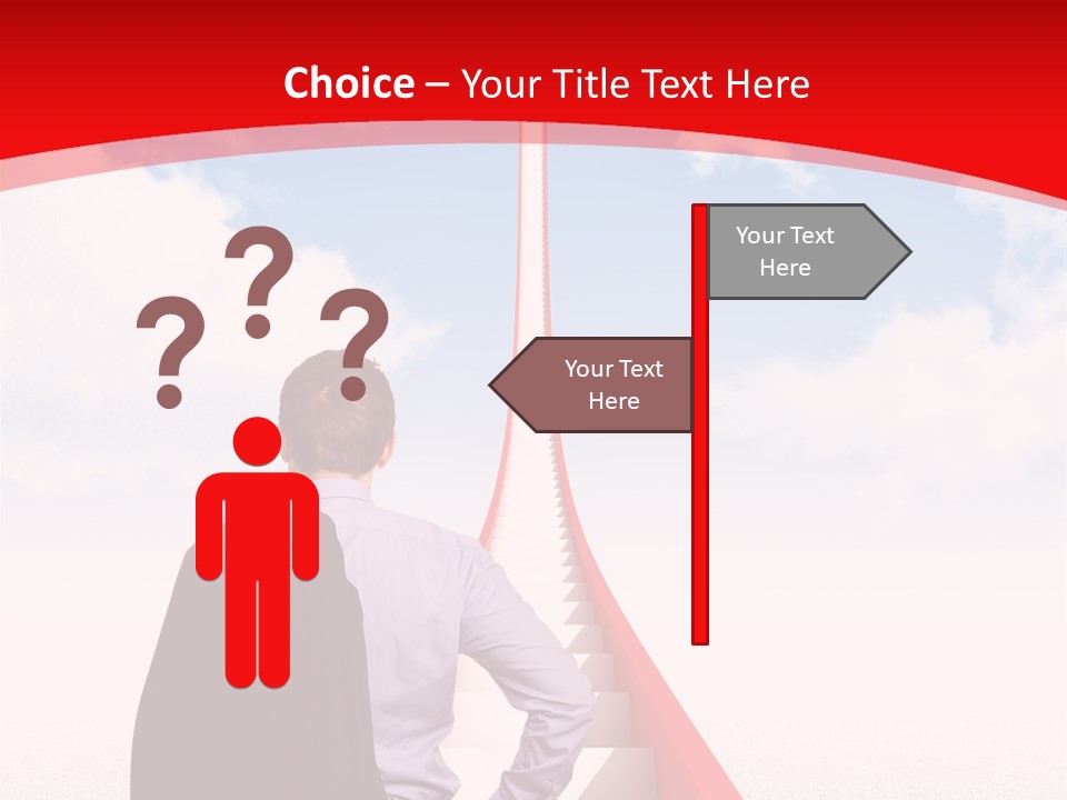 Clouds Worker Red PowerPoint Template