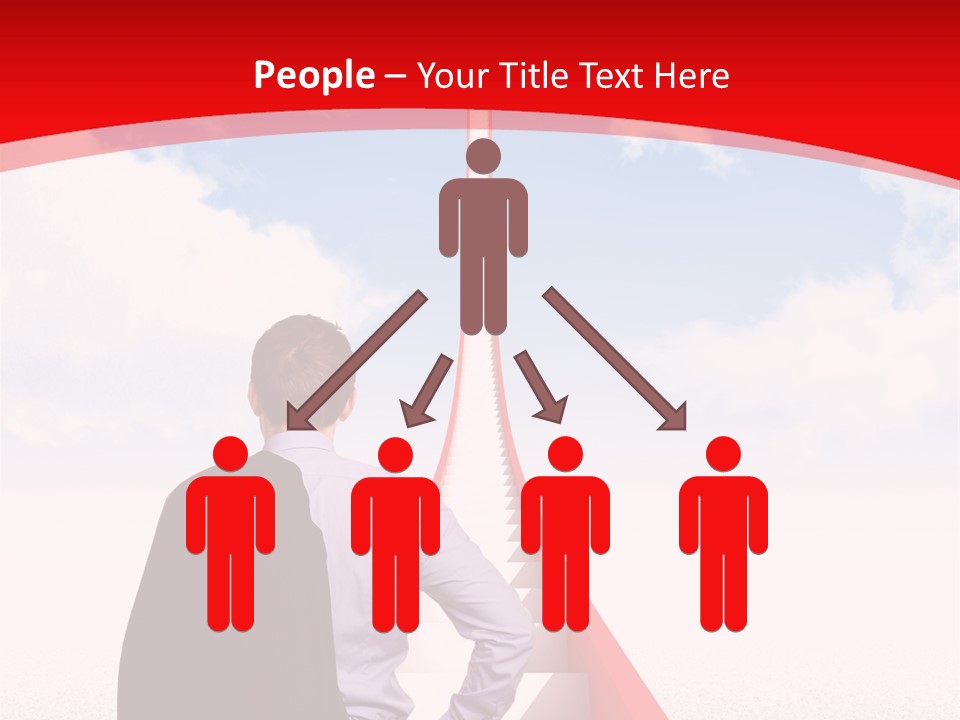 Clouds Worker Red PowerPoint Template