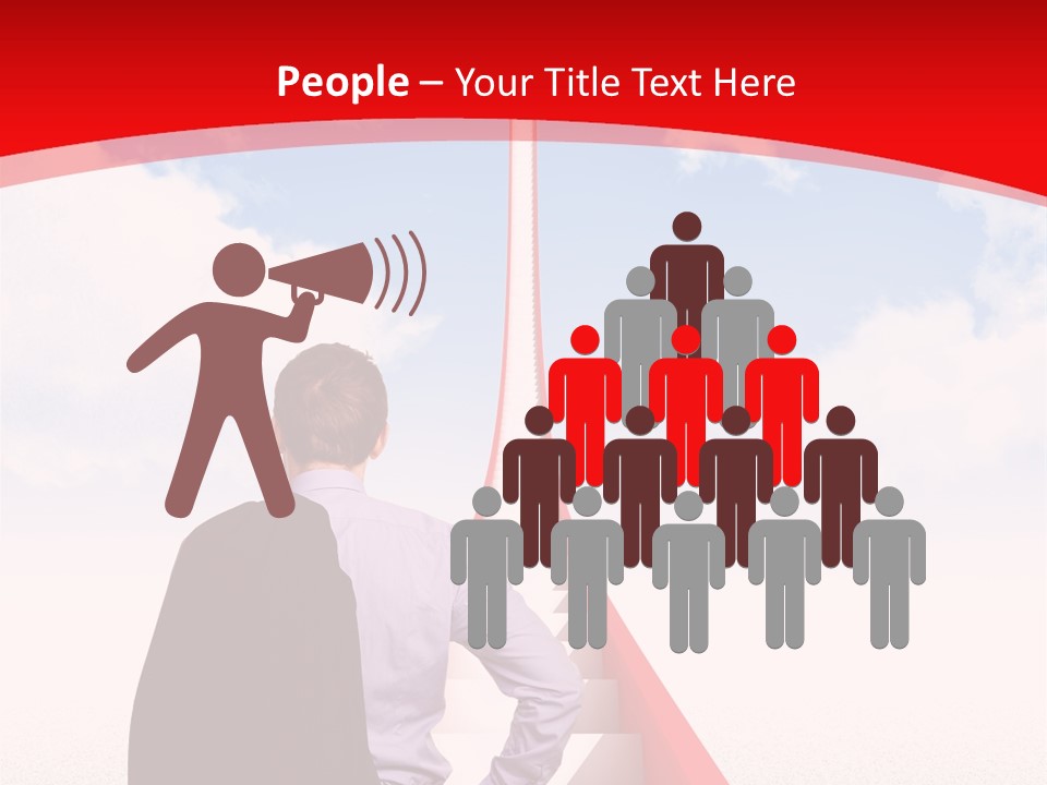 Clouds Worker Red PowerPoint Template