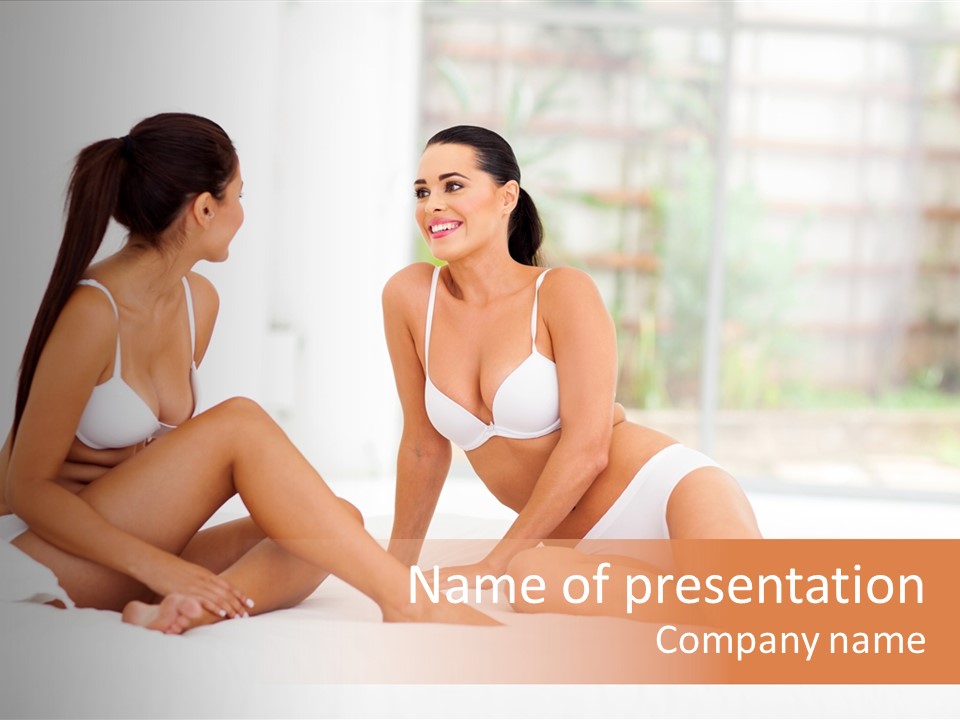 Sitting Chatting Lingerie PowerPoint Template