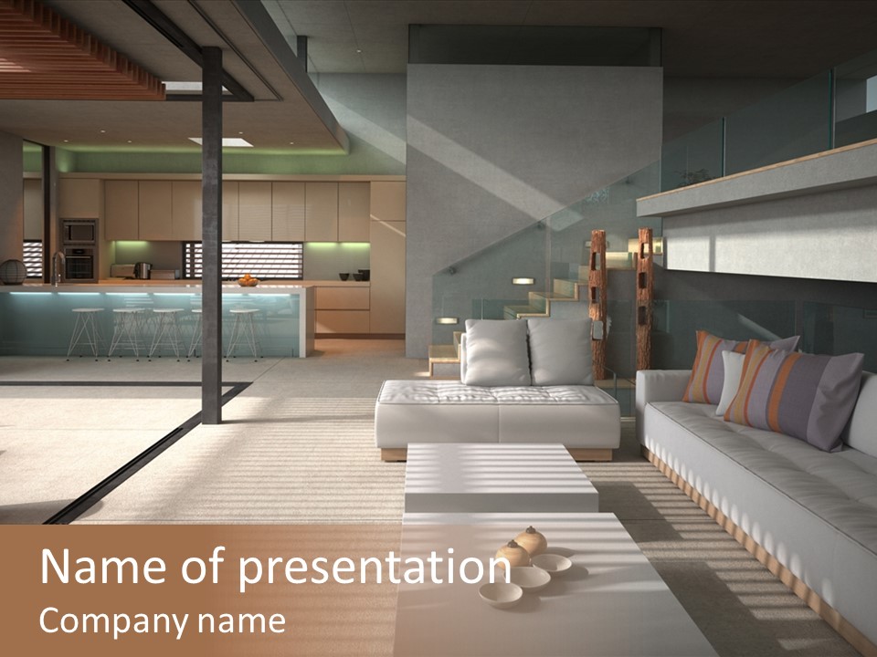 Architectural Room Living PowerPoint Template