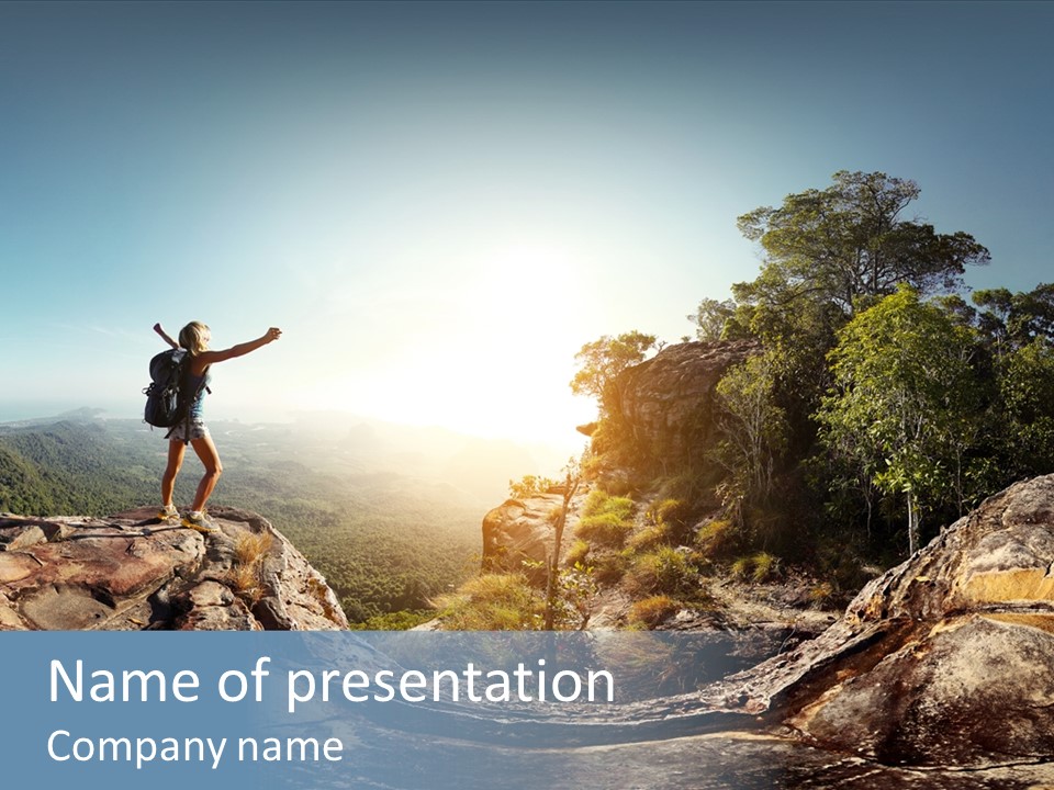 Climbing Sitting Cliff PowerPoint Template