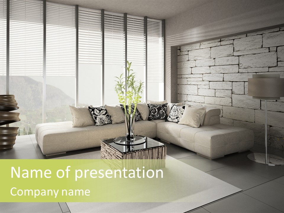 Modern Loft With Living Room PowerPoint Template