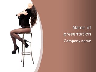 Black Dress Female Jeans PowerPoint Template