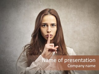 Hand Quietness Mouth PowerPoint Template