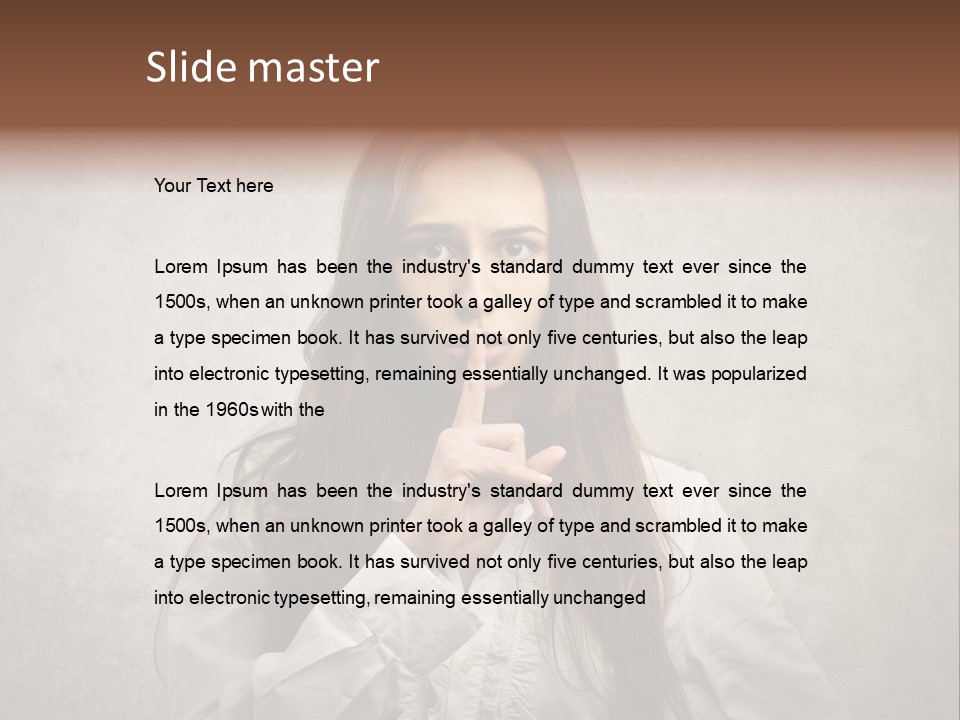 Hand Quietness Mouth PowerPoint Template