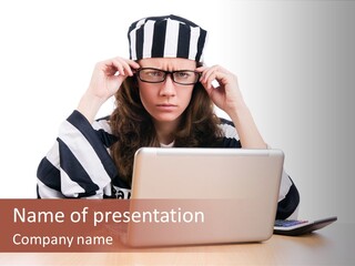 Punishment Laptop Gangster PowerPoint Template