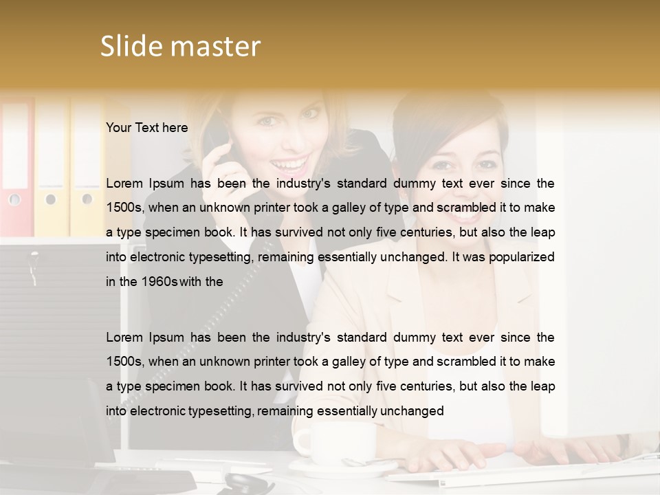 Businesswoman Telephone Receiver Person PowerPoint Template