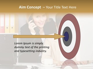 Businesswoman Telephone Receiver Person PowerPoint Template