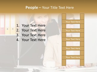 Businesswoman Telephone Receiver Person PowerPoint Template
