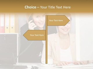 Businesswoman Telephone Receiver Person PowerPoint Template