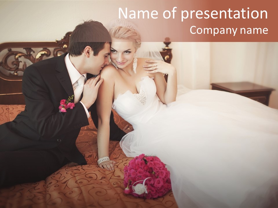 Happiness Bouquet Wife PowerPoint Template