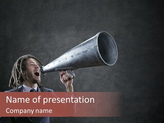 Shout Stubble Young Man PowerPoint Template