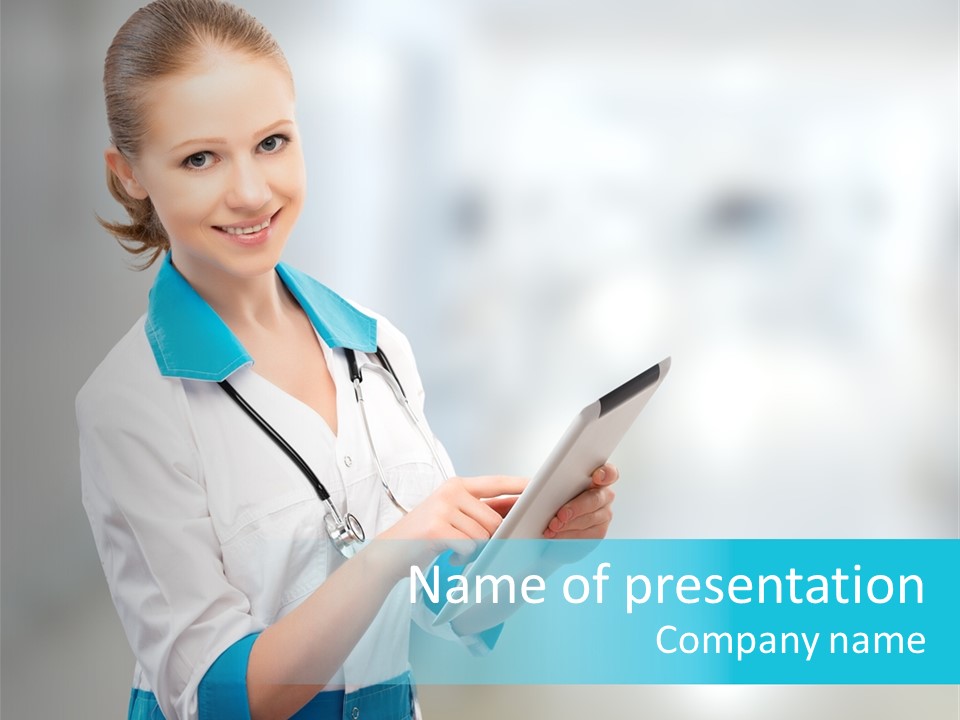 Tablet Worker  PowerPoint Template