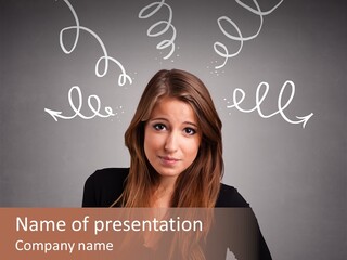 Thinking Female Draw PowerPoint Template