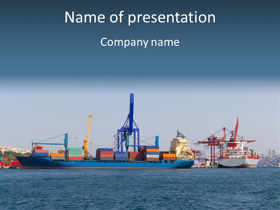 Boat Transport Blue PowerPoint Template