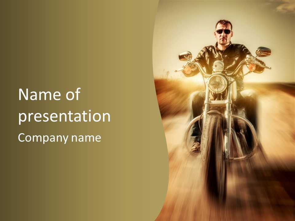 Vehicle Sunglasses Motorbike PowerPoint Template