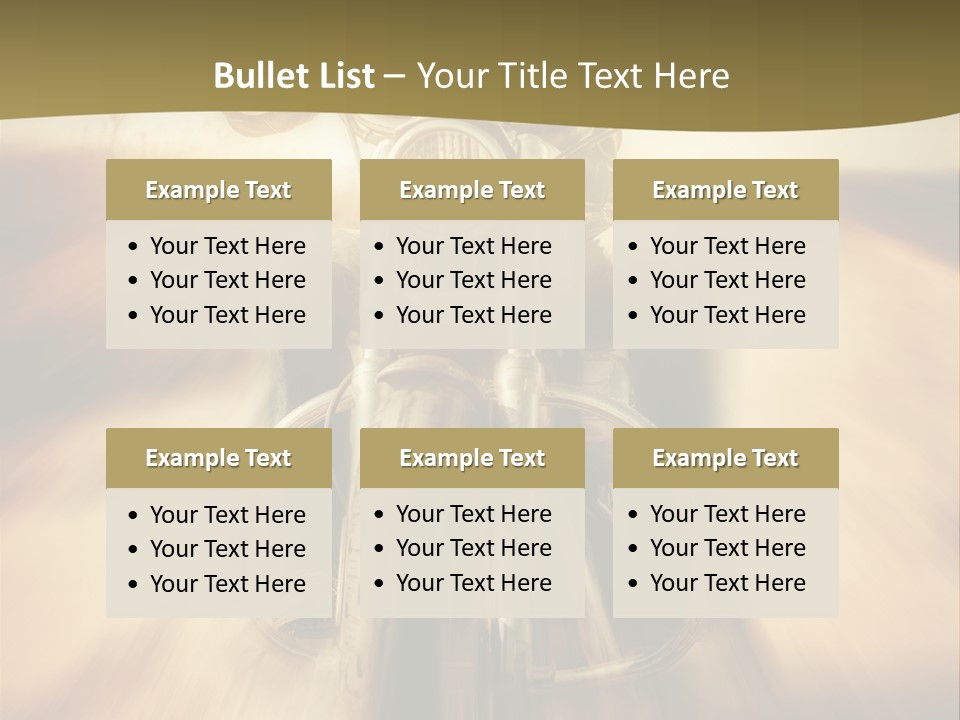 Vehicle Sunglasses Motorbike PowerPoint Template