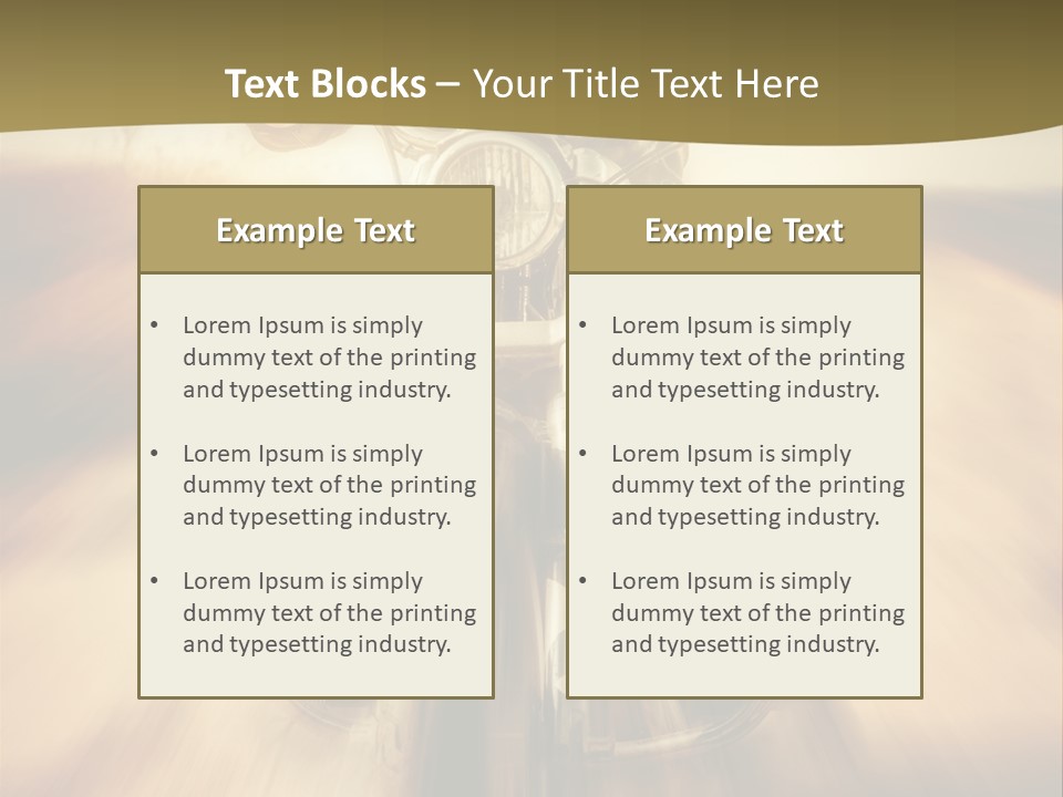 Vehicle Sunglasses Motorbike PowerPoint Template