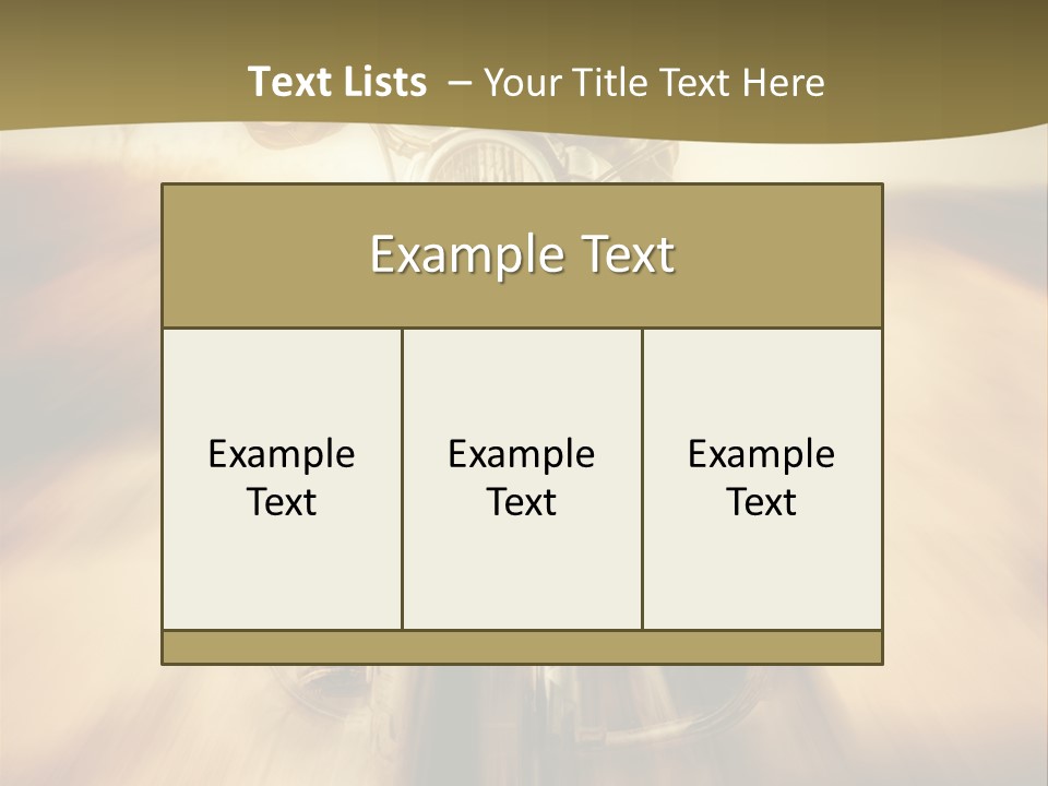 Vehicle Sunglasses Motorbike PowerPoint Template