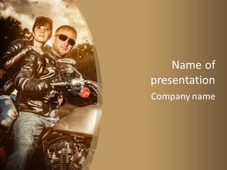 Riding Motorcyclist Retro PowerPoint Template