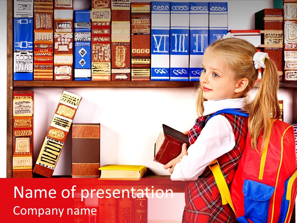 Stack Schoolchild Library PowerPoint Template