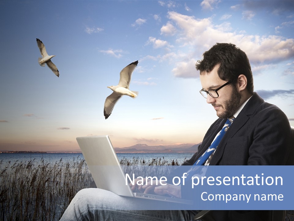 Businesspeople Sunset Thoughtful PowerPoint Template