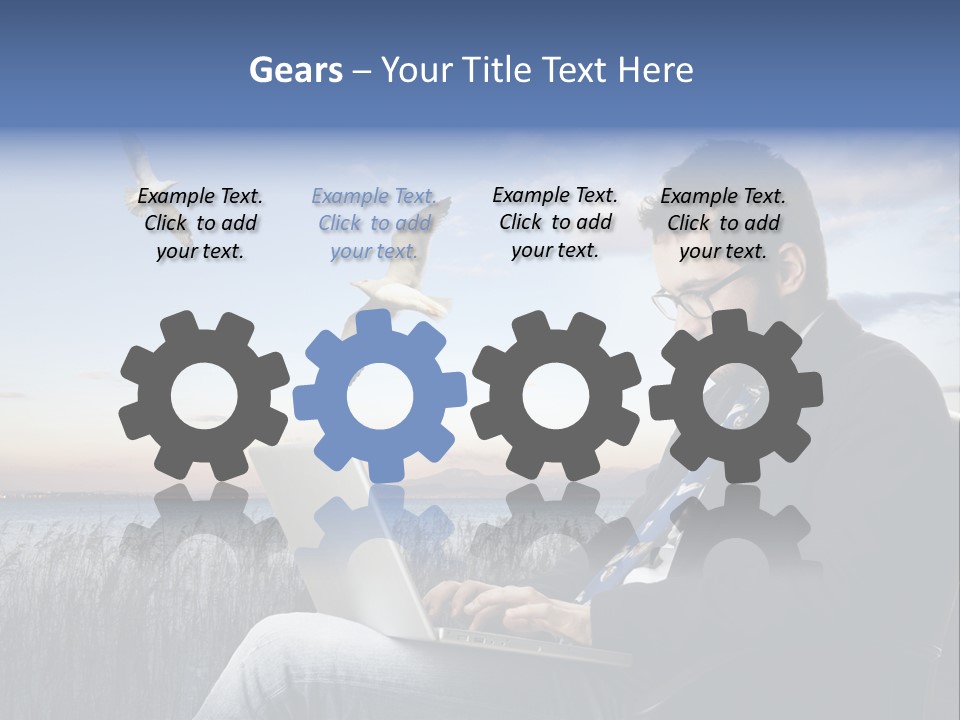 Businesspeople Sunset Thoughtful PowerPoint Template