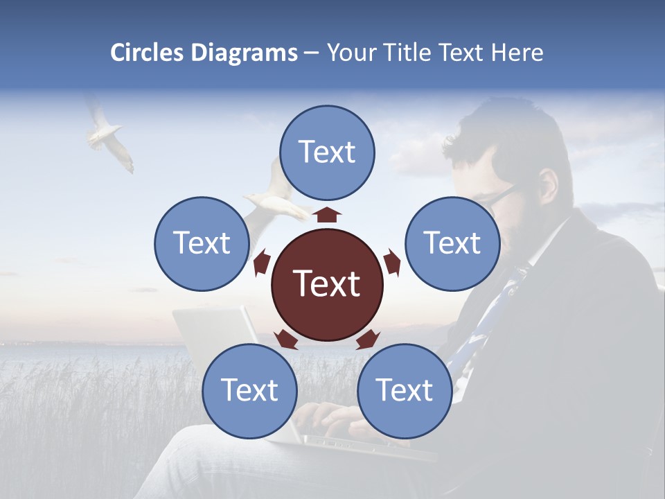 Businesspeople Sunset Thoughtful PowerPoint Template