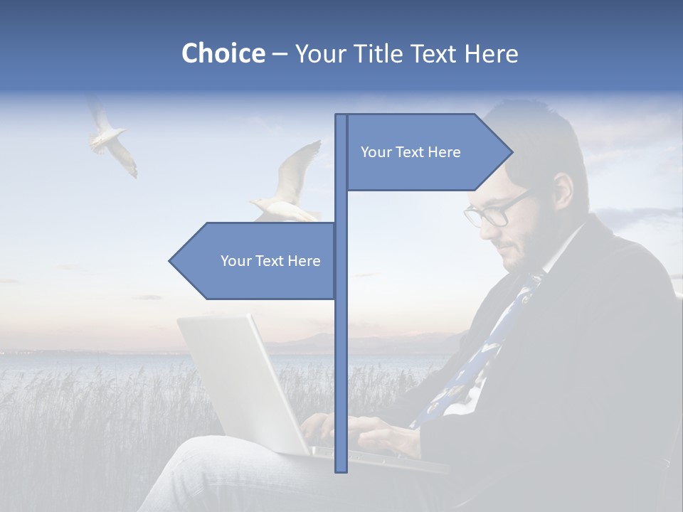 Businesspeople Sunset Thoughtful PowerPoint Template