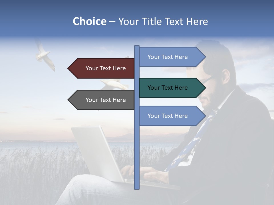 Businesspeople Sunset Thoughtful PowerPoint Template