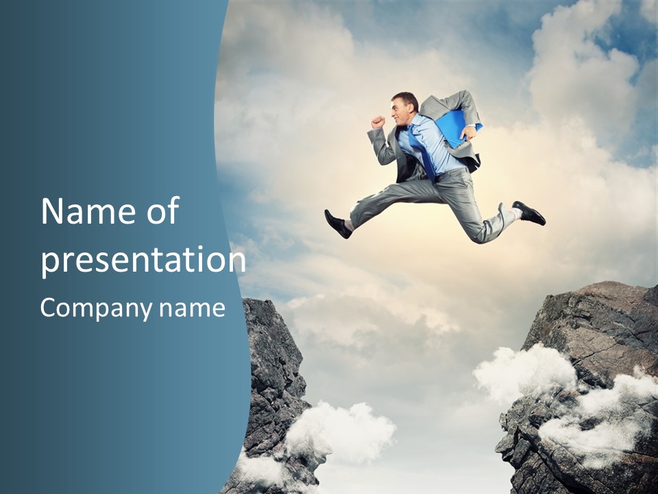 Competition Mountain Cliff PowerPoint Template