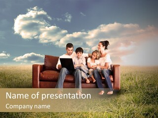 Couch Green Mother PowerPoint Template