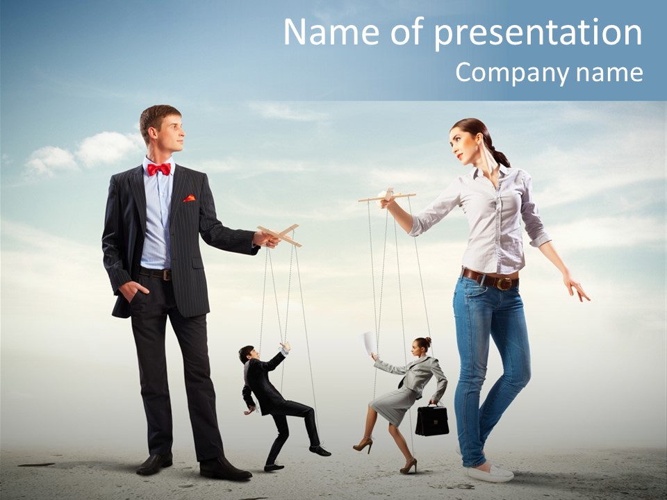 Woman Manipulated String PowerPoint Template