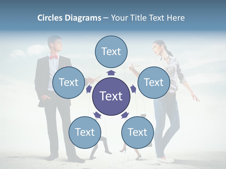 Woman Manipulated String PowerPoint Template