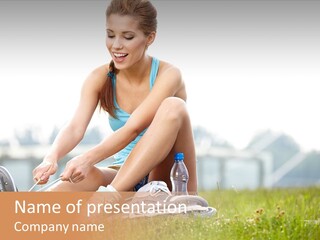 Female Rollerblade Rollerblading PowerPoint Template