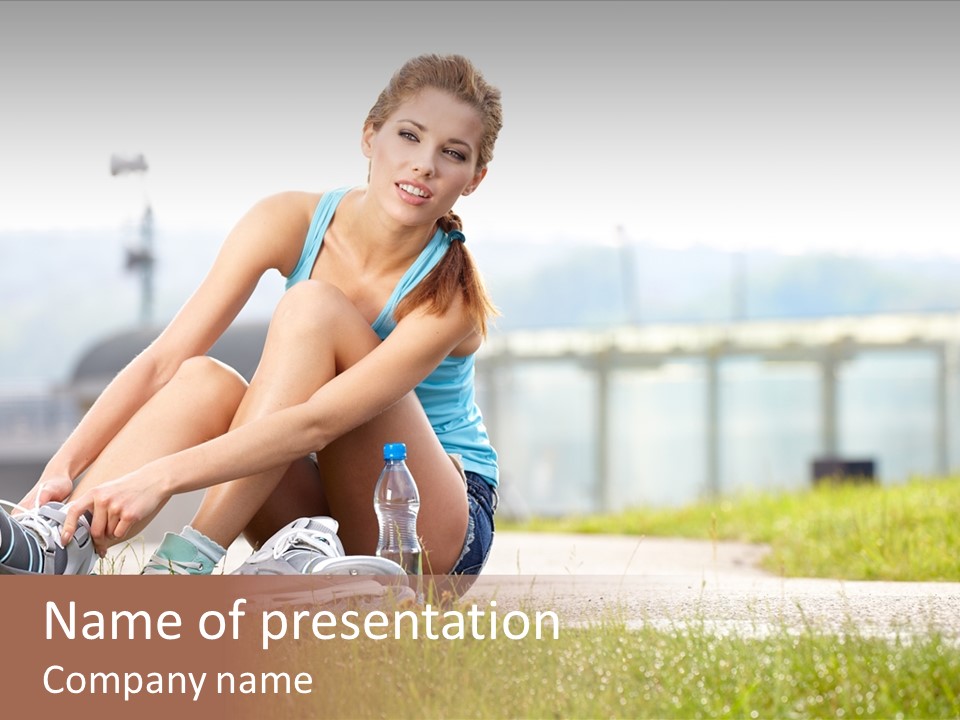 Woman Skating Rollerblade PowerPoint Template