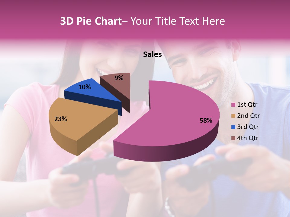 Game Joyful Woman PowerPoint Template