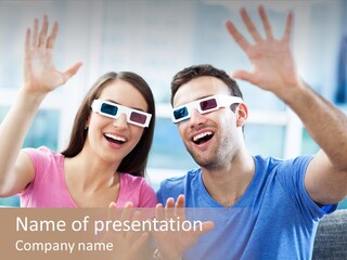 Woman Excited Man PowerPoint Template