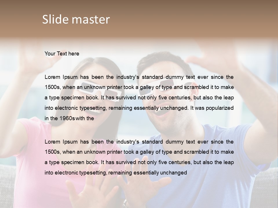 Woman Excited Man PowerPoint Template