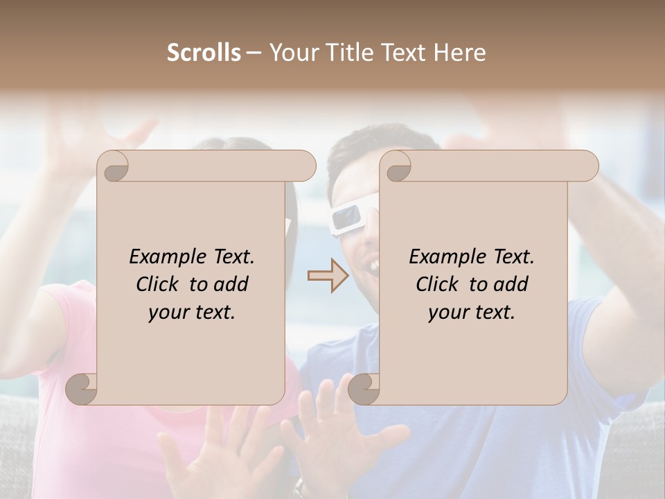 Woman Excited Man PowerPoint Template