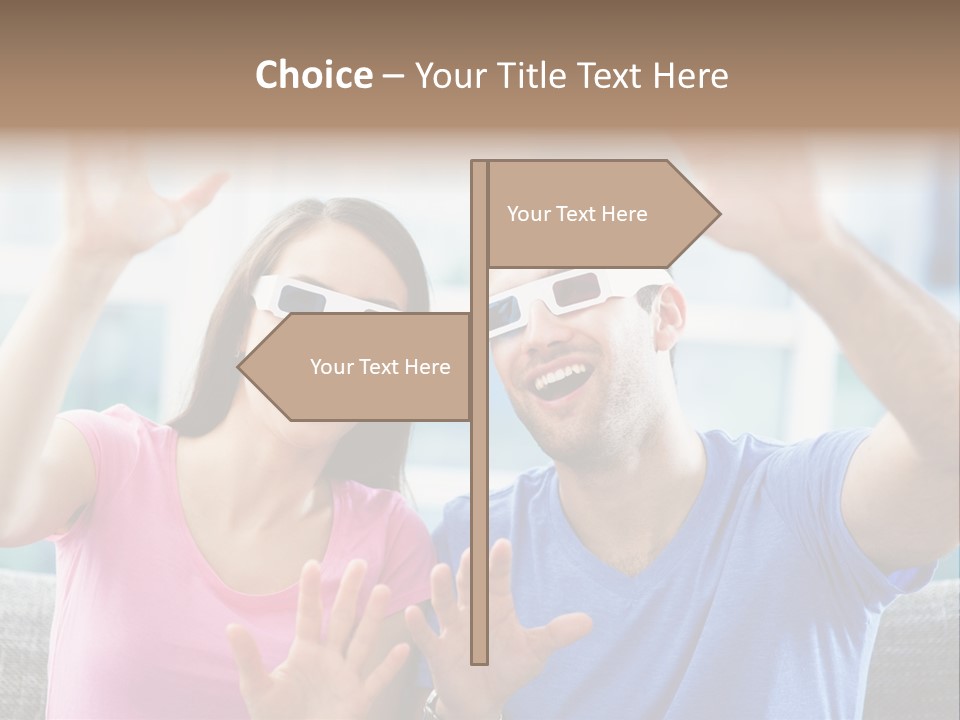 Woman Excited Man PowerPoint Template