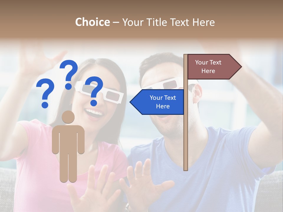 Woman Excited Man PowerPoint Template