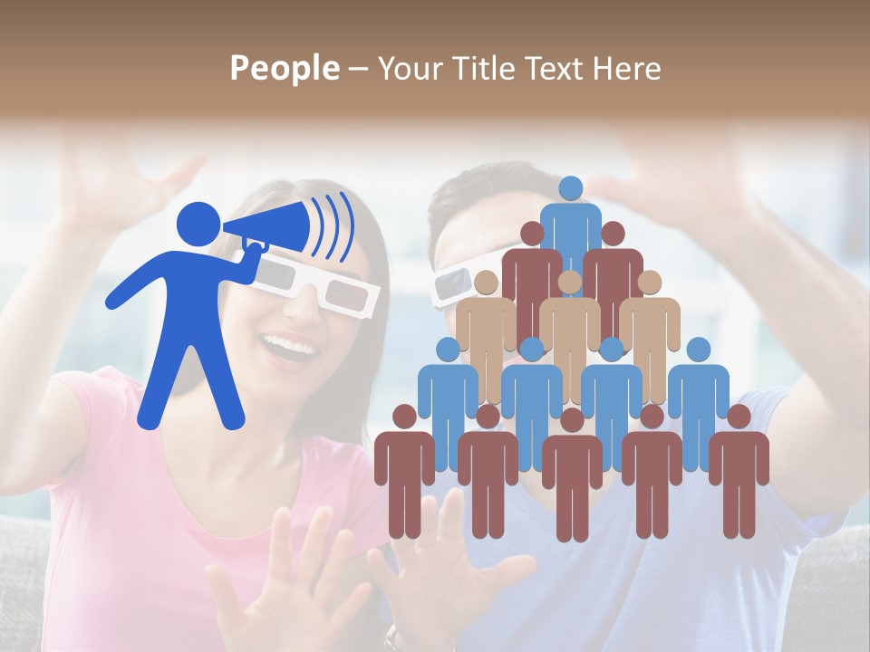 Woman Excited Man PowerPoint Template