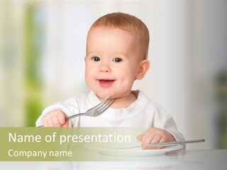 Little Dining Girl PowerPoint Template