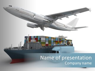 Avion Bleu Stockage PowerPoint Template