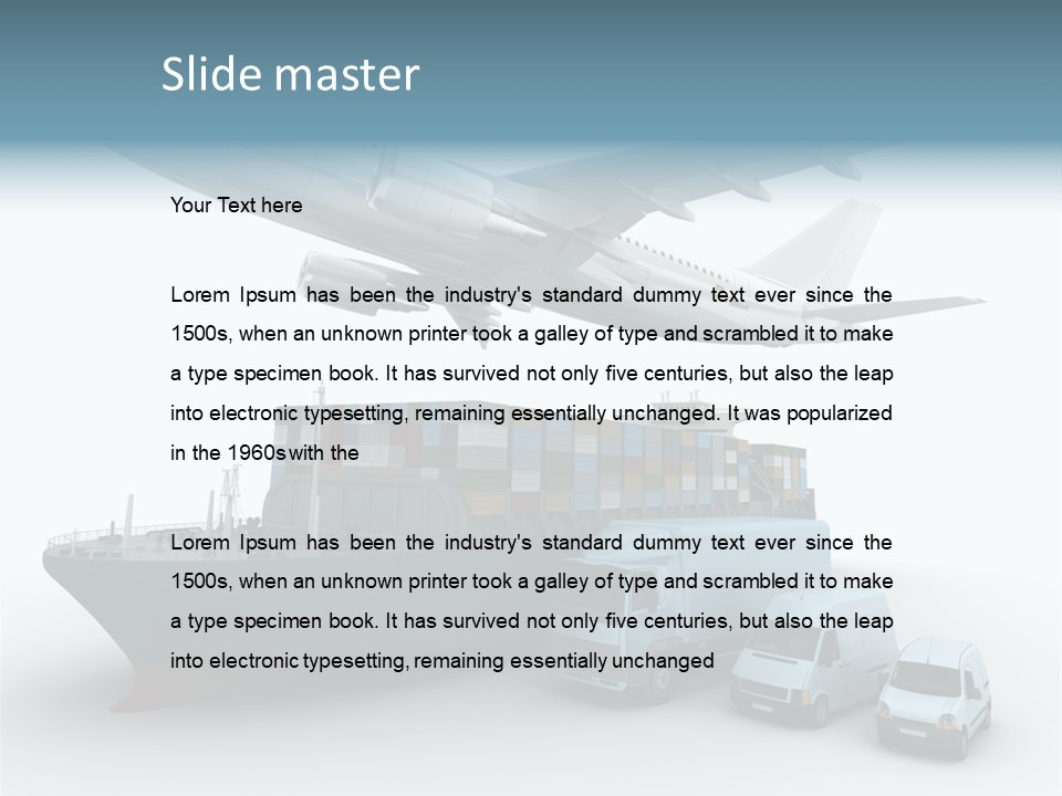 Avion Bleu Stockage PowerPoint Template