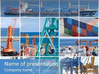 Porteconteneur Portiques Marchandise PowerPoint Template