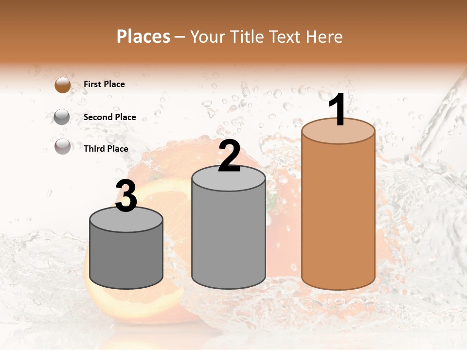 A Group Of Oranges With Water Splashing On Them PowerPoint Template